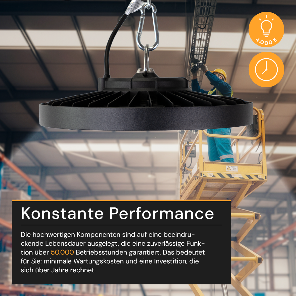 LED-HighBay, UFO, 200 W, 28000 lm, 4000 K (neutralweiß), IP65,LIFUD, LUMILEDS LEDs