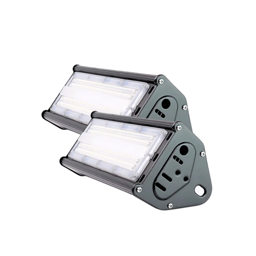 2er Pack LED-Hallenleuchte, linear, 50 W, 6000 lm, 5000 K (neutralweiß), IP65, ENEC-Zertifizierung, schwarz.