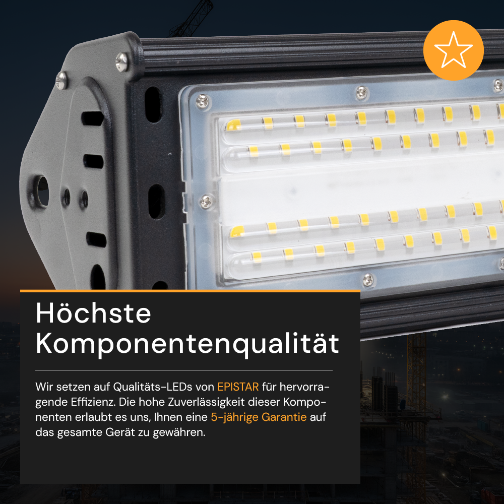 2er Pack LED-Hallenleuchte, linear, 50 W, 6000 lm, 5000 K (neutralweiß), IP65, ENEC-Zertifizierung, schwarz