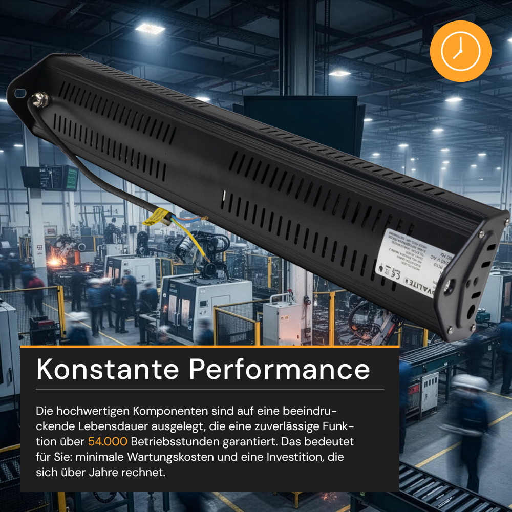 LED-Hallenleuchte, linear, 100 W, 12000 lm, 5000 K (neutralweiß), IP65, ENEC-Zertifizierung, schwarz