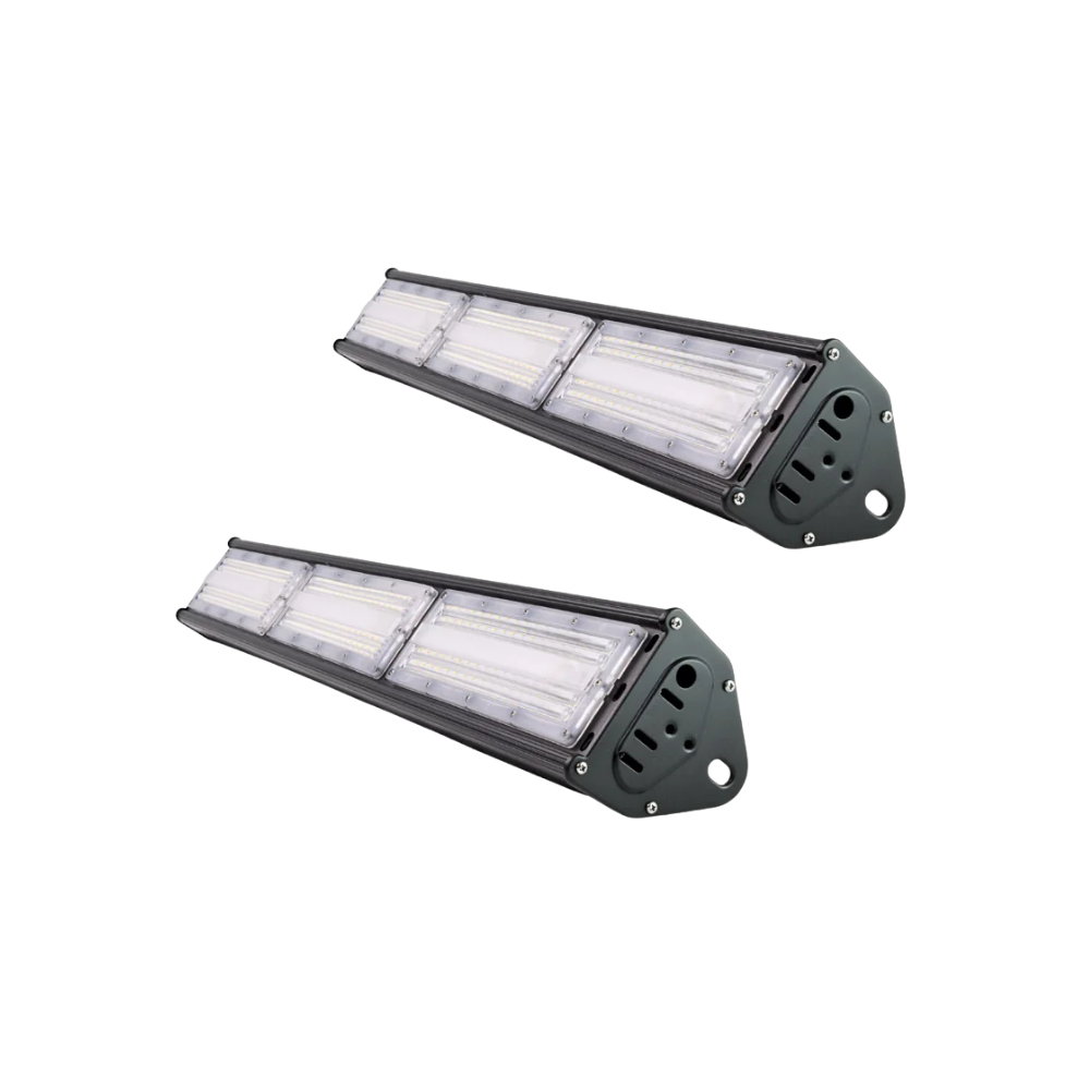2er Pack LED-Hallenleuchte, linear, 150 W, 18000 lm, 5000 K (neutralweiß), IP65, ENEC-Zertifizierung, schwarz.
