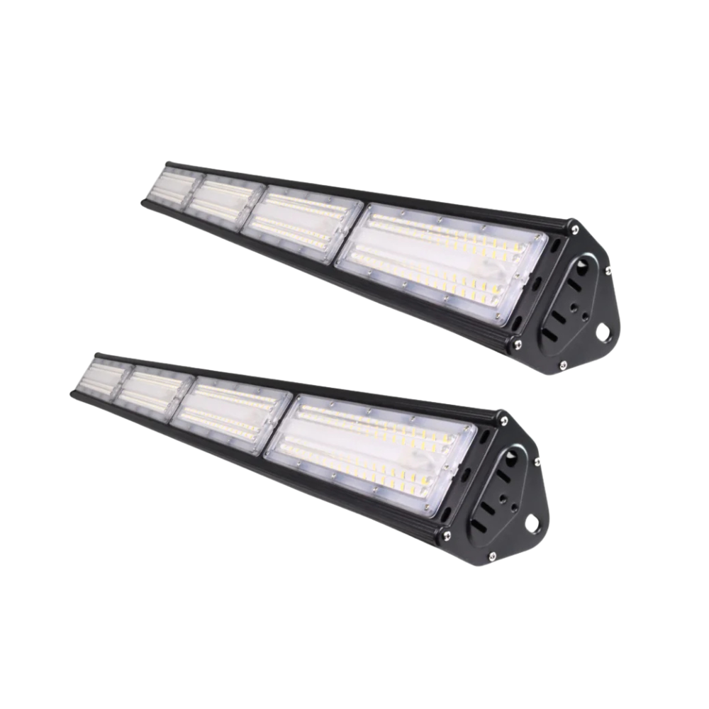 2er Pack LED-Hallenleuchte, linear, 200 W, 24000 lm, 5000 K (neutralweiß), IP65, ENEC-Zertifizierung, schwarz.