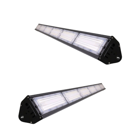 2er Pack LED-Hallenleuchte, linear, 300 W, 36000 lm, 5000 K (neutralweiß), IP65, ENEC-Zertifizierung, schwarz.