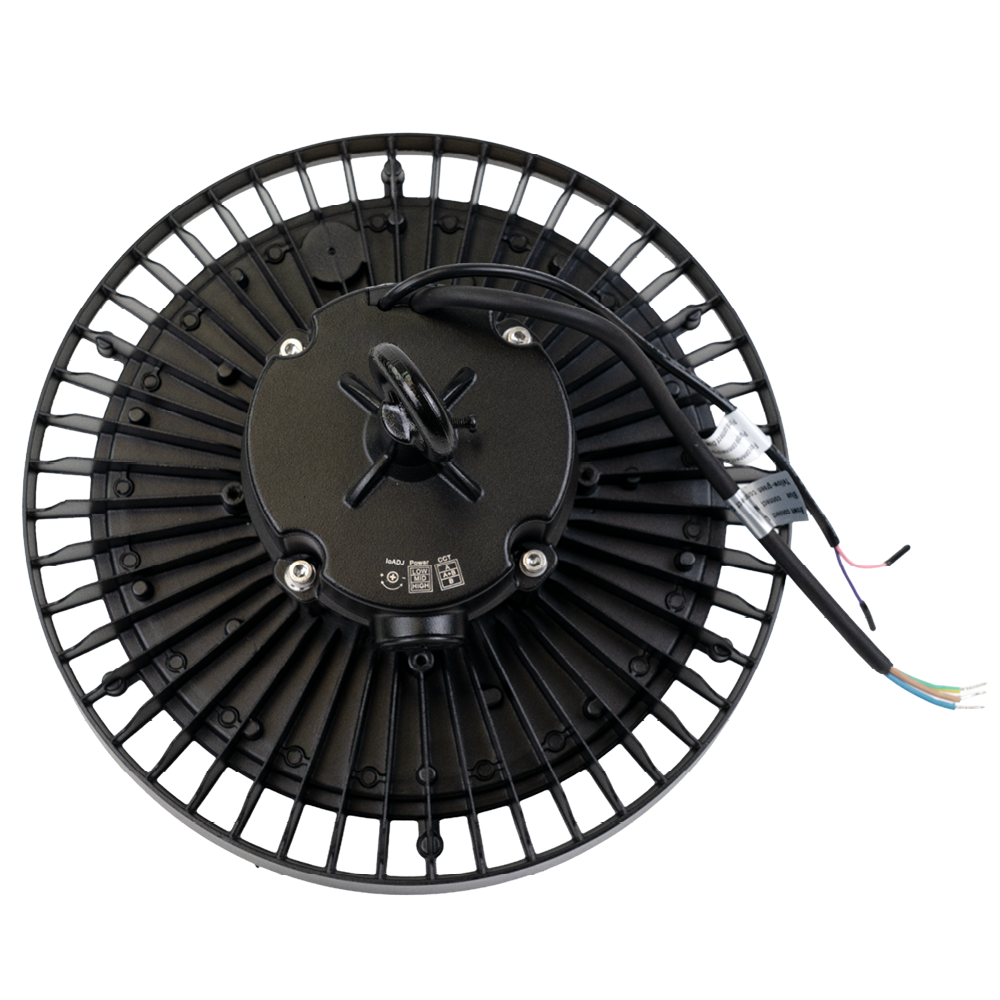 LED-HighBay, UFO, Leistung und Lichtfarbe einstellbar, 100/150/200 W, 3500-5500 K, 14000-28000 lm, IP65, LIFUD, 0-10V dimmbar, 9-in-1 Leuchte, energieeffizient