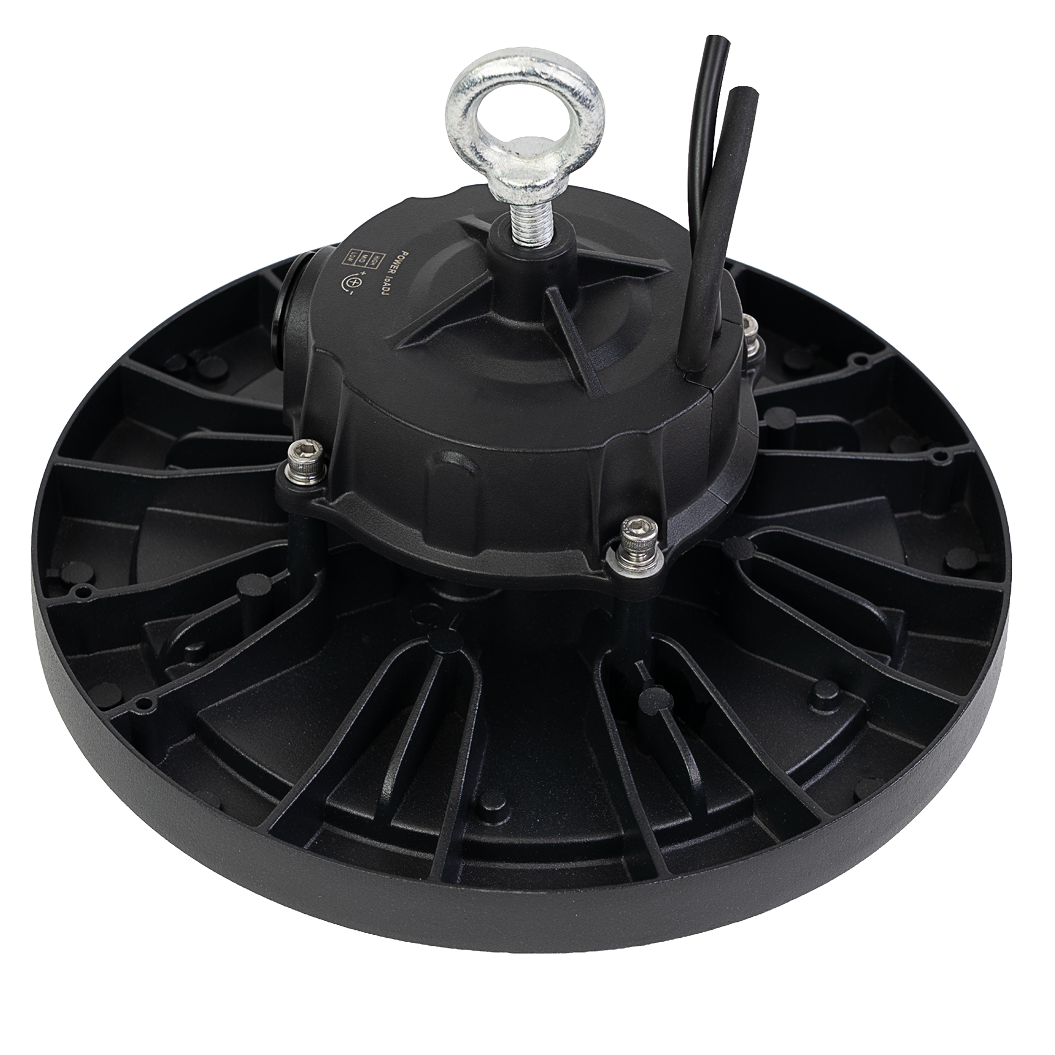 LED-HighBay, Sensor-Ready, UFO, anpassbare Leistung 60-100 W, 4000 K (neutralweiß), 9600-16000 lm, dimmbar, 60°/90°/120° Abstrahlwinkel, IP65, MOSO, hohe Energieeffizienz