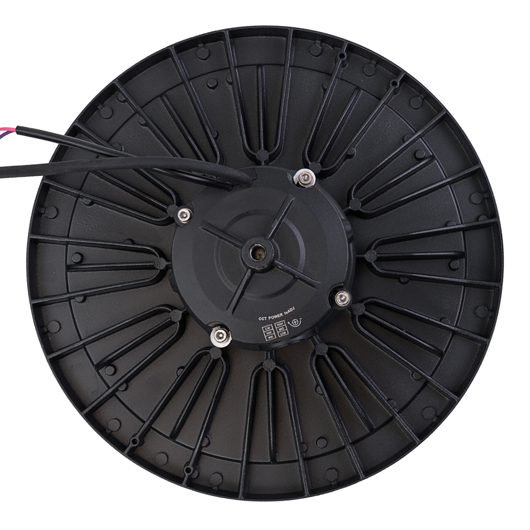 LED-HighBay, Sensor-ready, UFO, anpassbare Leistung und Licht, 120-200 W, 3000–6500K (warm- bis kaltweiß), 19200-32000 lm, dimmbar, 60°/90°/120° Abstrahlwinkel, IP65, MOSO, hohe Energieeffizienz