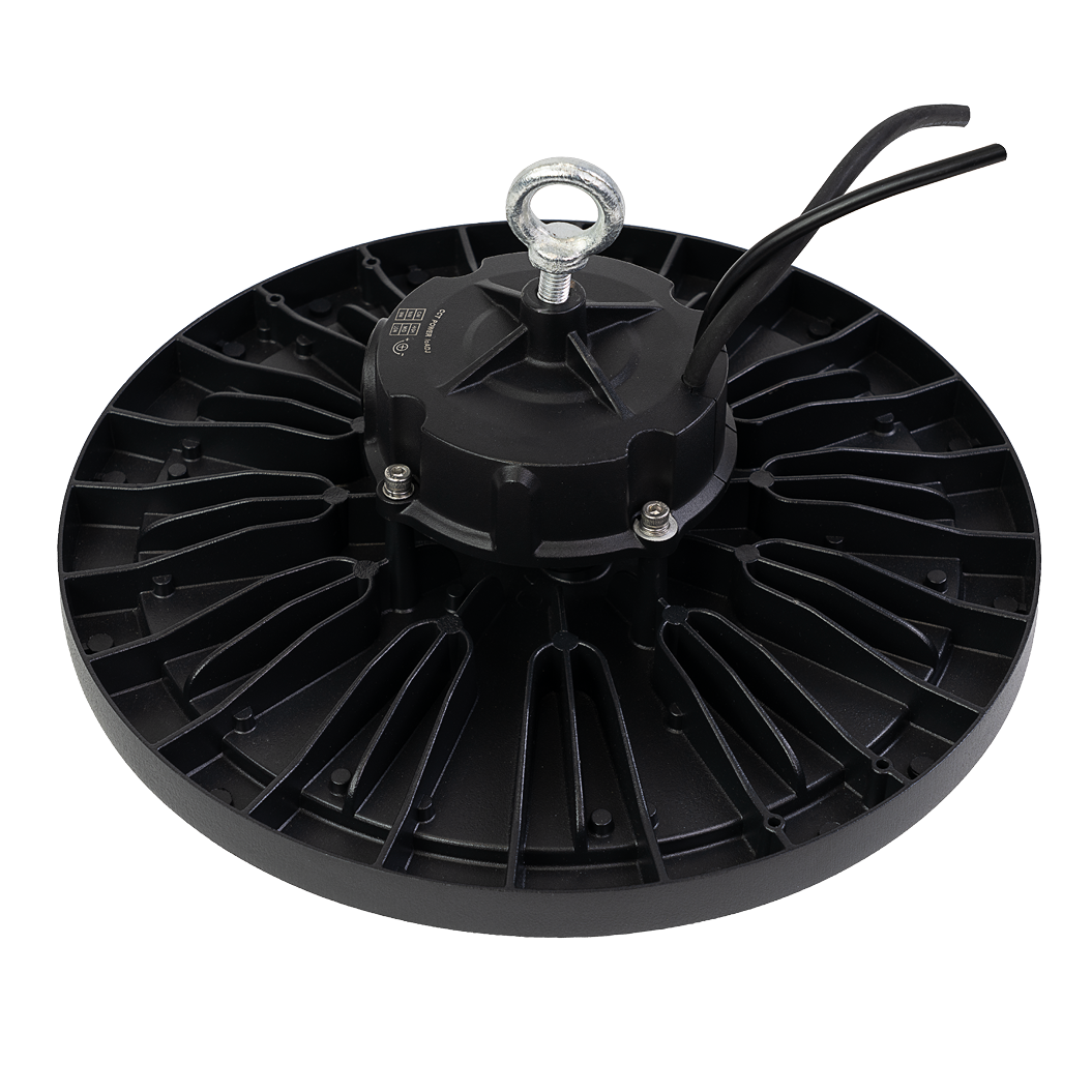 LED-HighBay, Sensor-ready, UFO, anpassbare Leistung und Licht, 120-200 W, 3000–6500K (warm- bis kaltweiß), 19200-32000 lm, dimmbar, 60°/90°/120° Abstrahlwinkel, IP65, MOSO, hohe Energieeffizienz