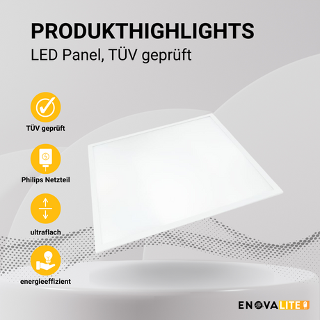 4er Pack LED Panel, 62x62 cm, 36 W, 3600 lm, 3000 K, TÜV, Philips Driver  Lichttechnik24.de.
