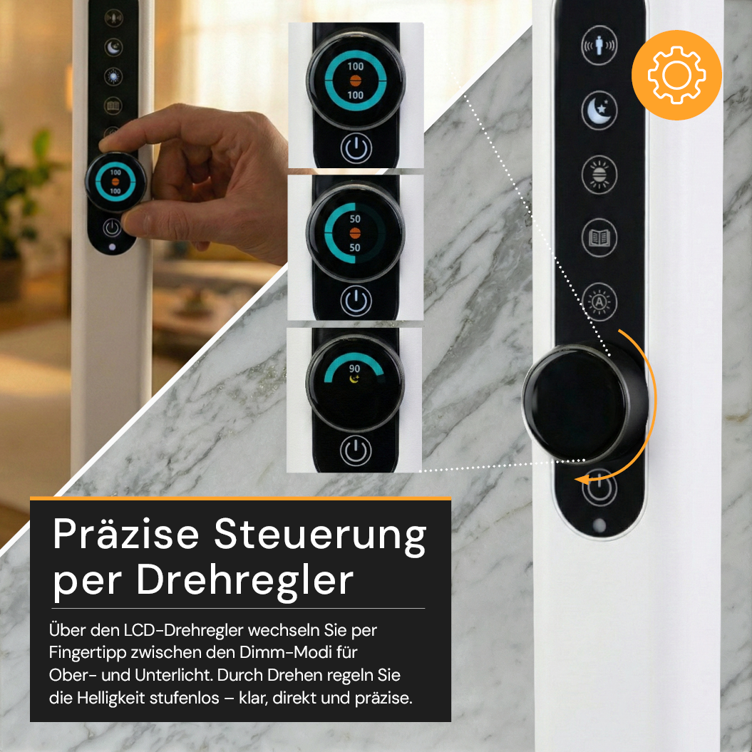 LED Büro-Stehleuchte Up&Down mit Sensor, 150W, 11.000lm, 4000K, UGR<16, CRI>98, dimmbar,