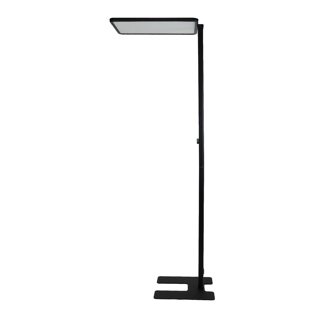LED Büro-Stehleuchte Up&Down mit Sensor, 150W, 11.000lm, 4000K, UGR<16, CRI>98, dimmbar, schwarz
