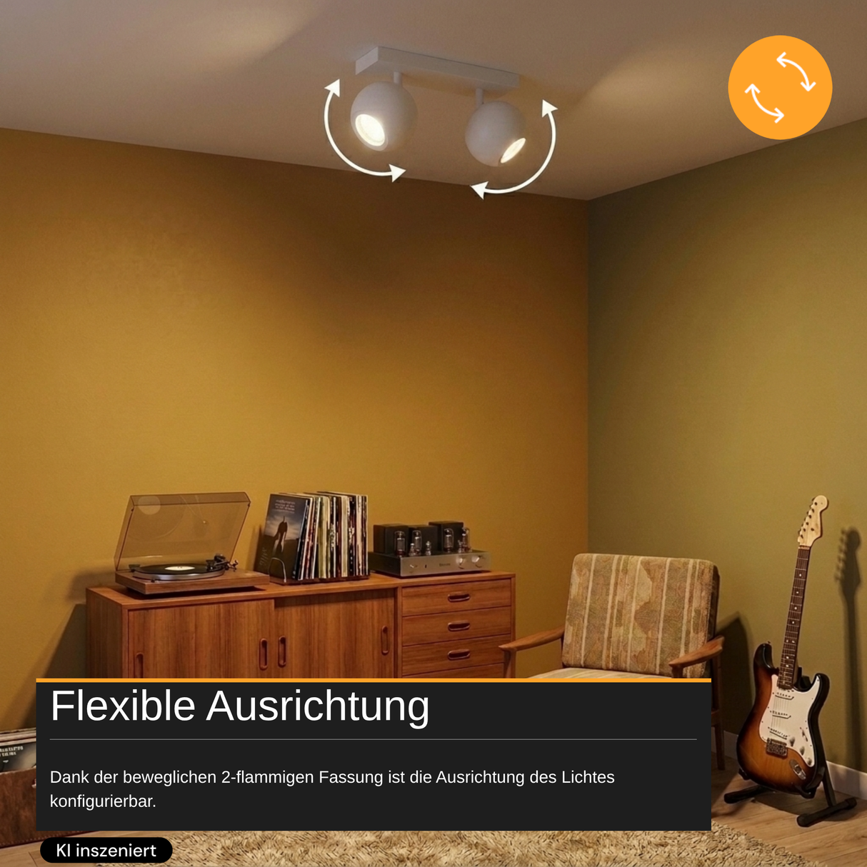 Deckenspot GLOBE, in Weiß, aus Alu und Stahl, 2-flammig, GU10-Fassung, IP20, Ø10cm