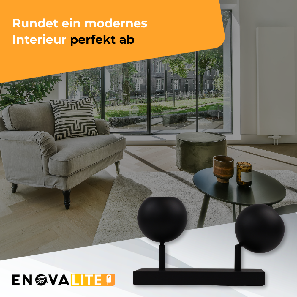 Deckenspot GLOBE, in Schwarz, aus Alu und Stahl, 2-flammig, GU10-Fassung, IP20, Ø10cm.