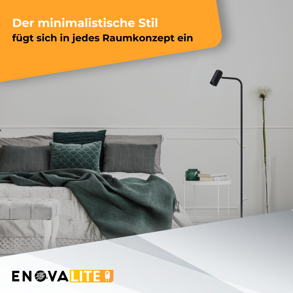 Schöne LED-Stehleuchte, schwarz, aus Aluminium, 1-flammig, GU10-Fassung, IP20.