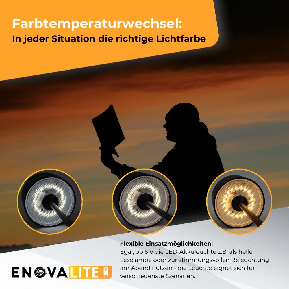 LED-Tischleuchte mit Akku, Up- & Downlight, Dimm- & CCT-Funktion, weiß, wiederaufladbar, Innen und Außenbereich, IP44, USB-C.