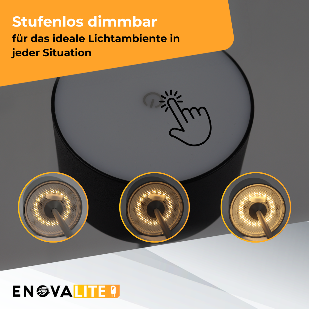 3er Set LED-Tischleuchte mit Akku, inkl Ladestation, Up- & Downlight, Dimm- & CCT-Funktion, schwarz, wiederaufladbar, Innen und Außenbereich, IP44, USB-C.
