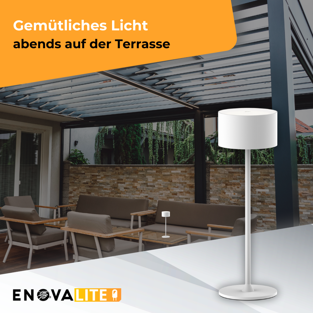 LED-Tischleuchte mit Akku, Up- & Downlight, Dimm- & CCT-Funktion, weiß, wiederaufladbar, Innen und Außenbereich, IP44, USB-C.