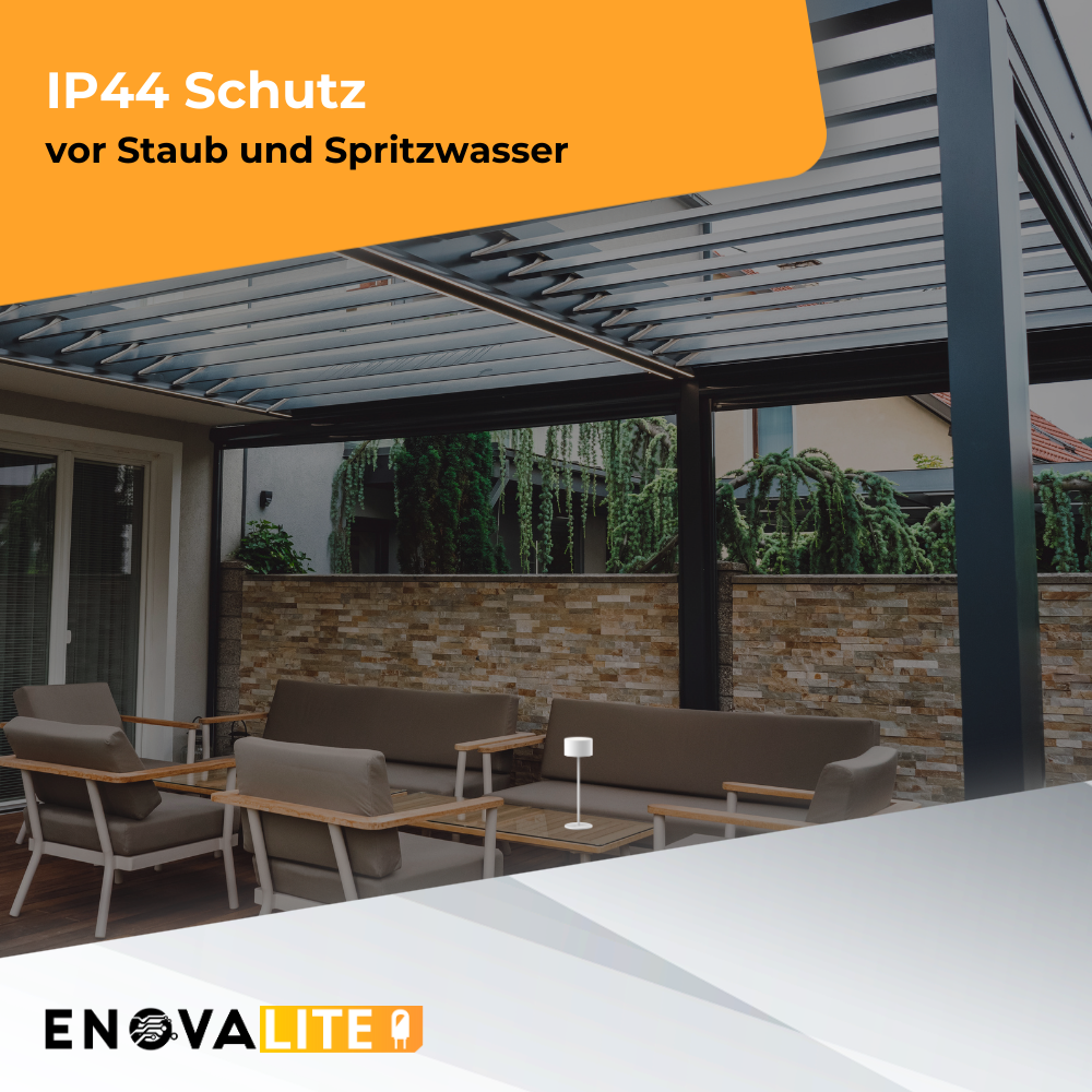 LED-Tischleuchte mit Akku, Up- & Downlight, Dimm- & CCT-Funktion, weiß, wiederaufladbar, Innen und Außenbereich, IP44, USB-C.
