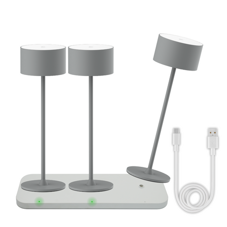 3er Set LED-Tischleuchte mit Akku, inkl Ladestation, Up- & Downlight, Dimm- & CCT-Funktion, grau, wiederaufladbar, Innen und Außenbereich, IP44, USB-C.