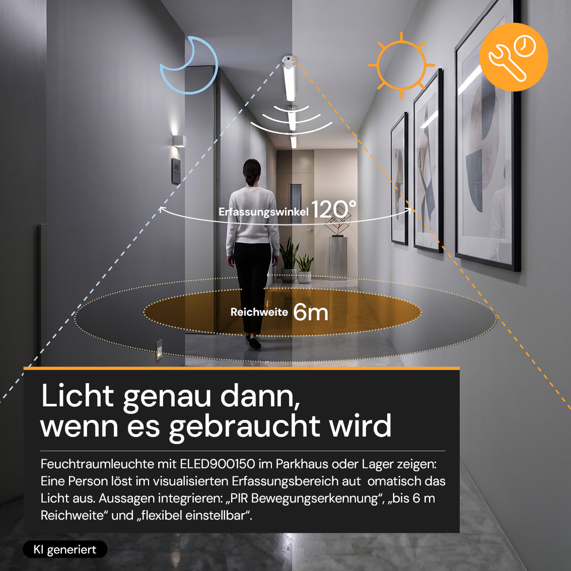 PIR Bewegungsmelder, IP65, einstellbar, für ELED200150 & ELED200151