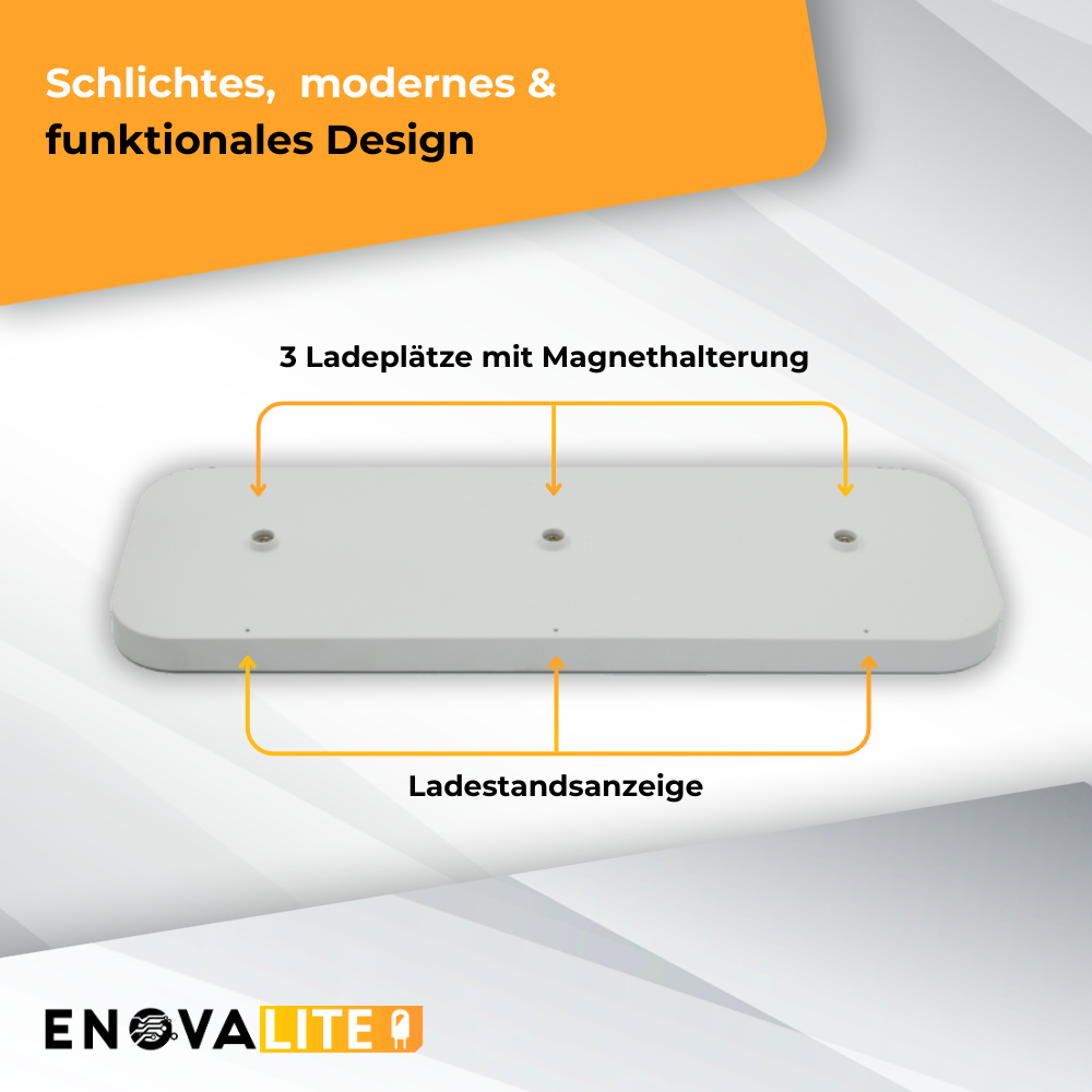 3er-Ladestation für ELED700400-ELED700403, in Weiß, inkl. Kabel, IP20.