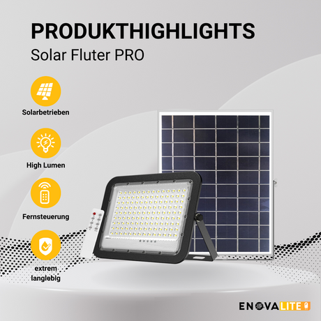 Solarstrahler PRO, LED-Fluter, Solar mit Akku, 10 W PV, 1400 lm, 6500K, IP65, Aludruckguss.