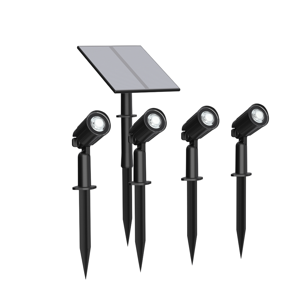 Gartenspots, IP54, 3000 K (warmweiß), 200 lm, LifePo4 Akku, monokristallines 5 W Solarpanel, flexible Montage, mit Erdspieß