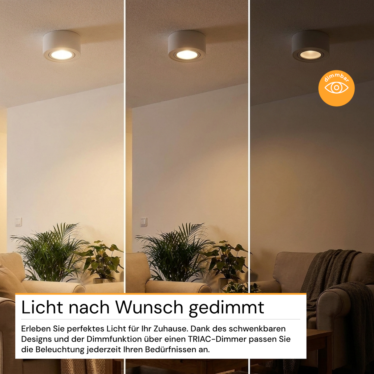 LED Aufbauspot, 7 W, 670 lm, 3CCT, dimmbar, schwenkbar, Aluminium, weiß