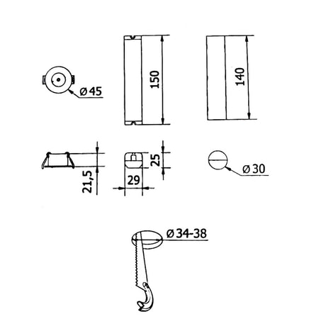 LED-Notleuchte mit Notstromeinheit zum Einbau, 3W, 300lm, 6400K, TEST-Knopf.