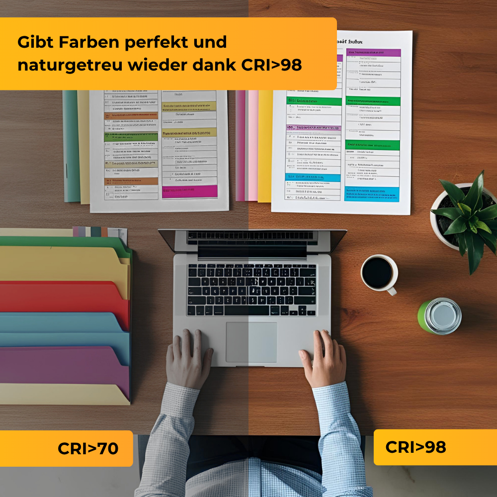 LED Büro-Stehleuchte Up&Down mit Sensor, 110W, 10.500lm, 4000K, UGR<16, CRI>98, dimmbar.