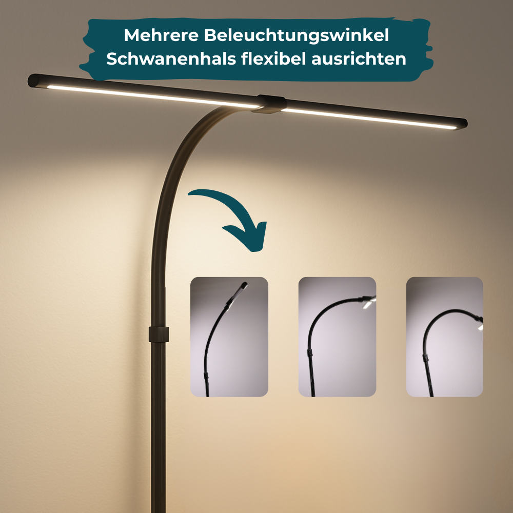 2er Pack LED-Schreibtischlampe, Doppelkopf, schwarz, dimmbar, 5 Farbtemperaturstufen, 24 W, 800 lm, klemm- und verstellbare Monitorlampe.