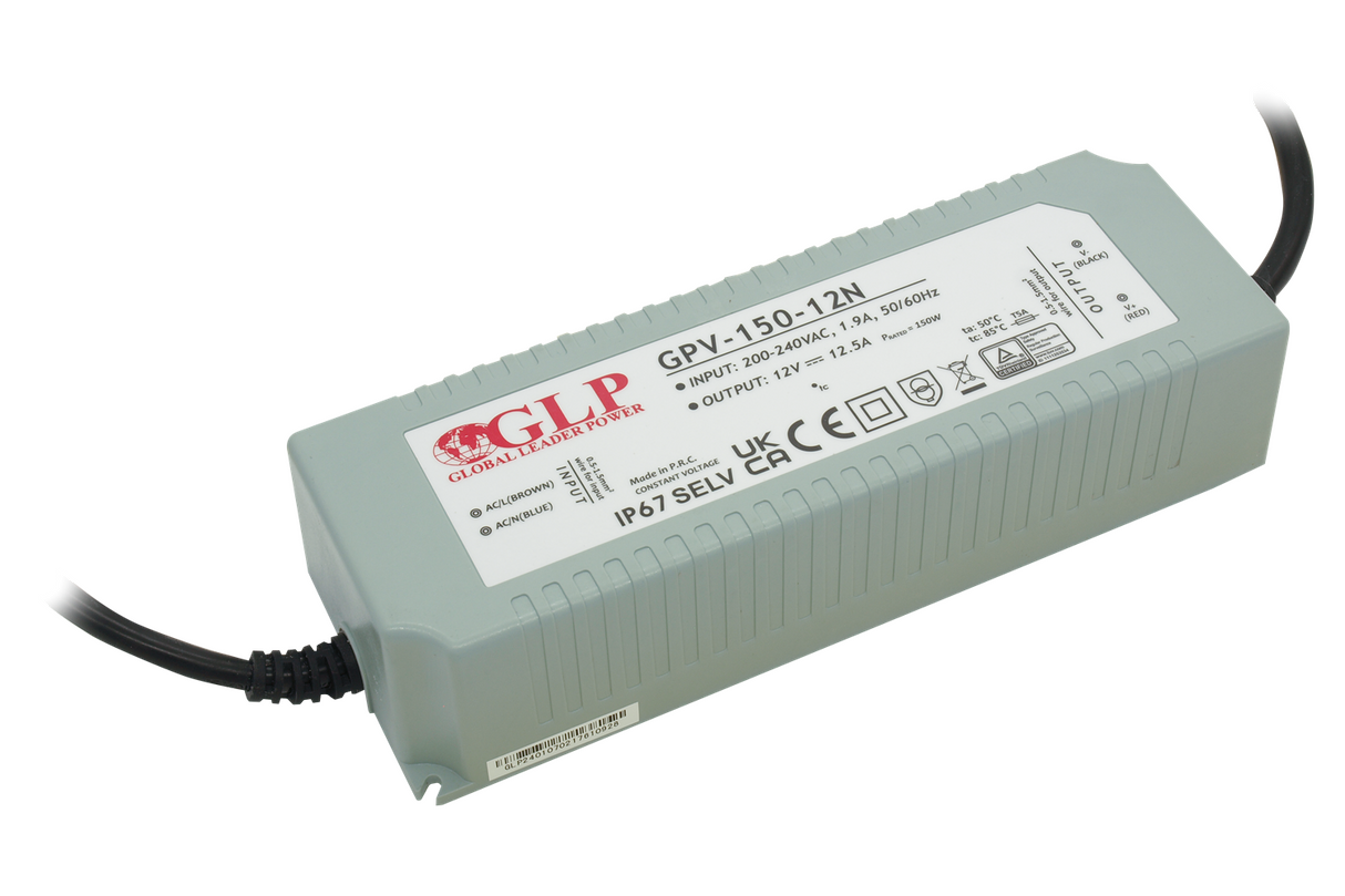 GPV-150: LED-Netzteil, 150 W Serie, IP67, 12 V DC, 10 A, TÜV