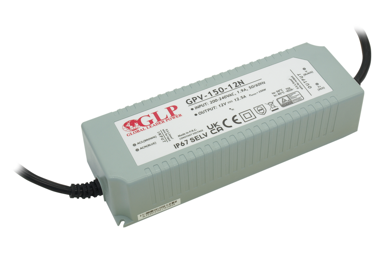 GPV-150: LED-Netzteil, 150 W Serie, IP67, 12 V DC, 10 A.