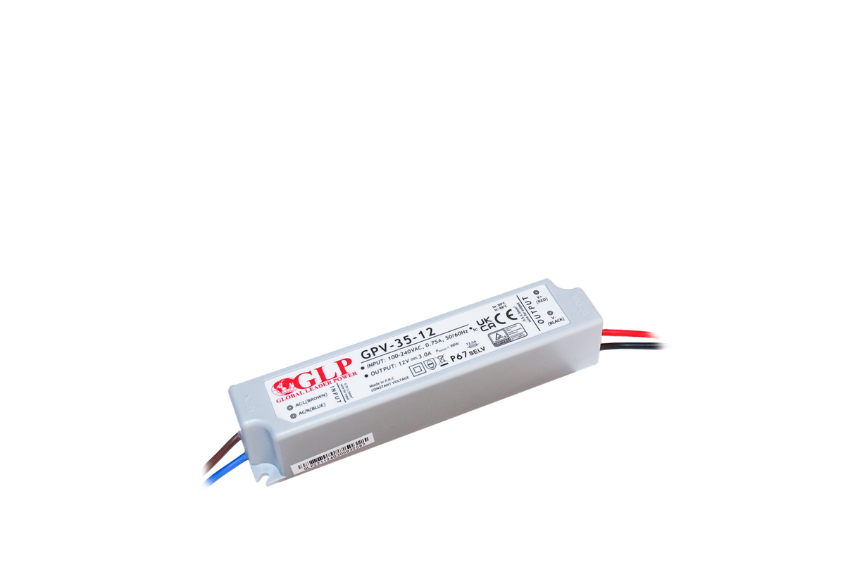 GPV-35: LED-Netzteil, 35 W Serie, IP67, 12 V DC, 3 A.