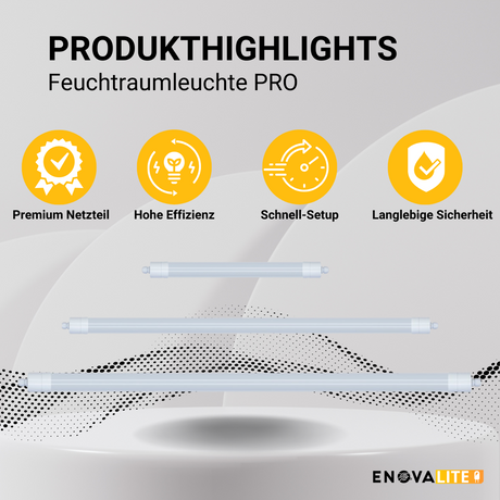 4er Pack LED Feuchtraumleuchte PRO, 120cm, 36W, 4320lm, 4000K (neutralweiß), IP65, OSRAM-Netzteil, Steckklemme, durchschleifbar.