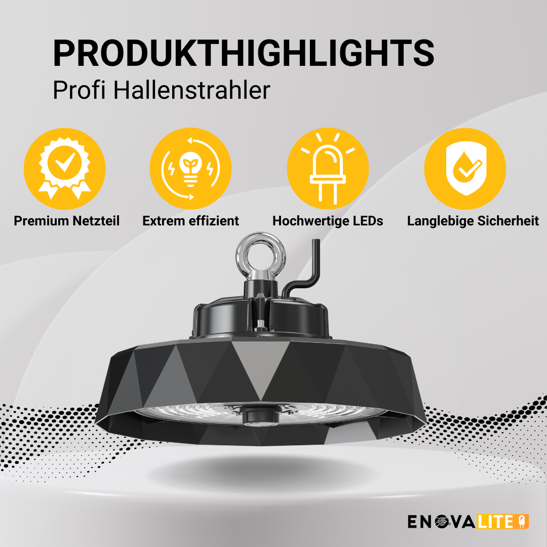 LED-HighBay PRO, Diamant Design, 200 W, 30000 lm, 5000 K (neutralweiß), IP65, Philips Netzteil, Lumileds LED.