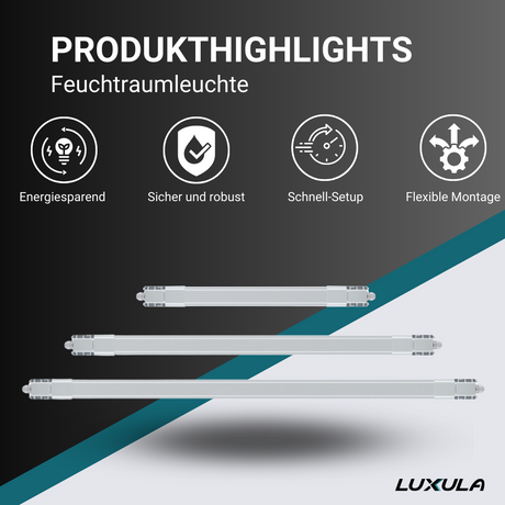 10er Pack LED Feuchtraumleuchte, 120 cm, 32 W, 3616 lm, 4000 K (neutralweiß), IP66, durchschleifbar, Fast Connector.