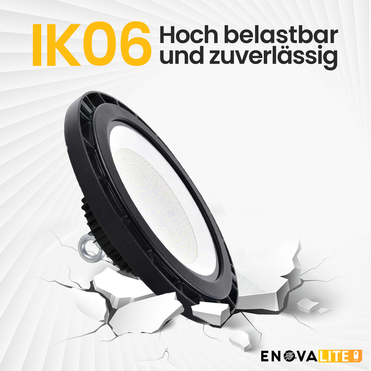 LED-HighBay, UFO, 150 W, 25500 lm, 5000 K (neutralweiß), IP65, IK06,  hochenergieeffizient.