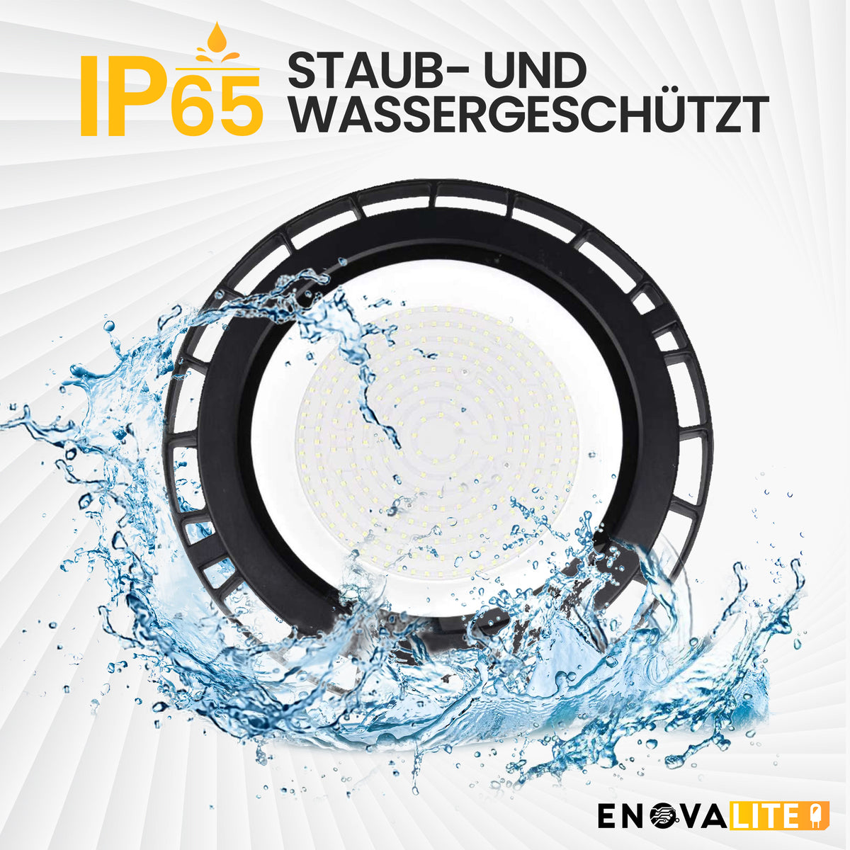 LED-HighBay, UFO, 150 W, 25500 lm, 5000 K (neutralweiß), IP65, IK06,  hochenergieeffizient.