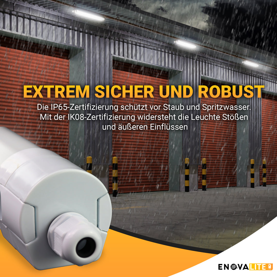 2er Pack LED Feuchtraumleuchte PRO, 150cm, 50W, 6000lm, 4000K (neutralweiß), IP65, OSRAM-Netzteil, Steckklemme, durchschleifbar.