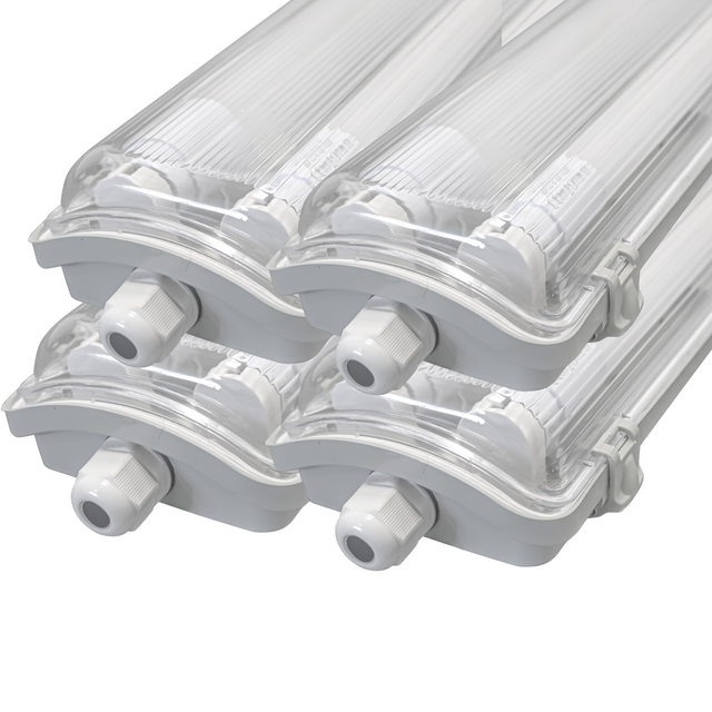 4er Pack LED Wannenleuchte 120cm, inkl 2x18W LED-Röhren T8, 4000K, IP65, IK08.