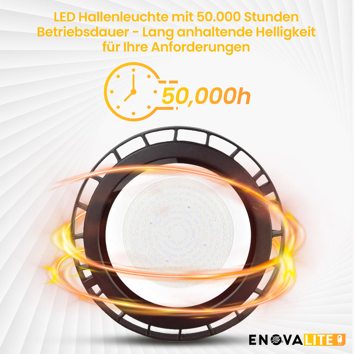 LED-HighBay, UFO, 150 W, 25500 lm, 5000 K (neutralweiß), IP65, IK06,  hochenergieeffizient.