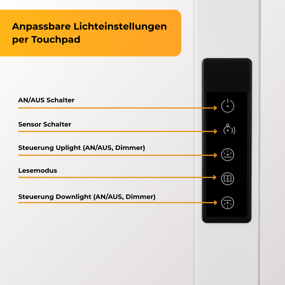 LED Büro-Stehleuchte Up&Down mit Sensor, 110W, 10.500lm, 4000K, UGR<16, CRI>98, dimmbar.
