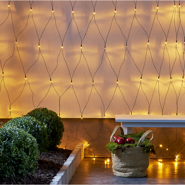 Lichternetz, 3 x 3 m, 200 LEDs, warmweiß.