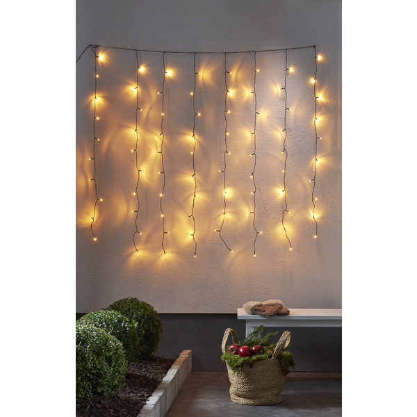 Lichtvorhang, 1,3 x 1,3 m, 80 LEDs, warmweiß.
