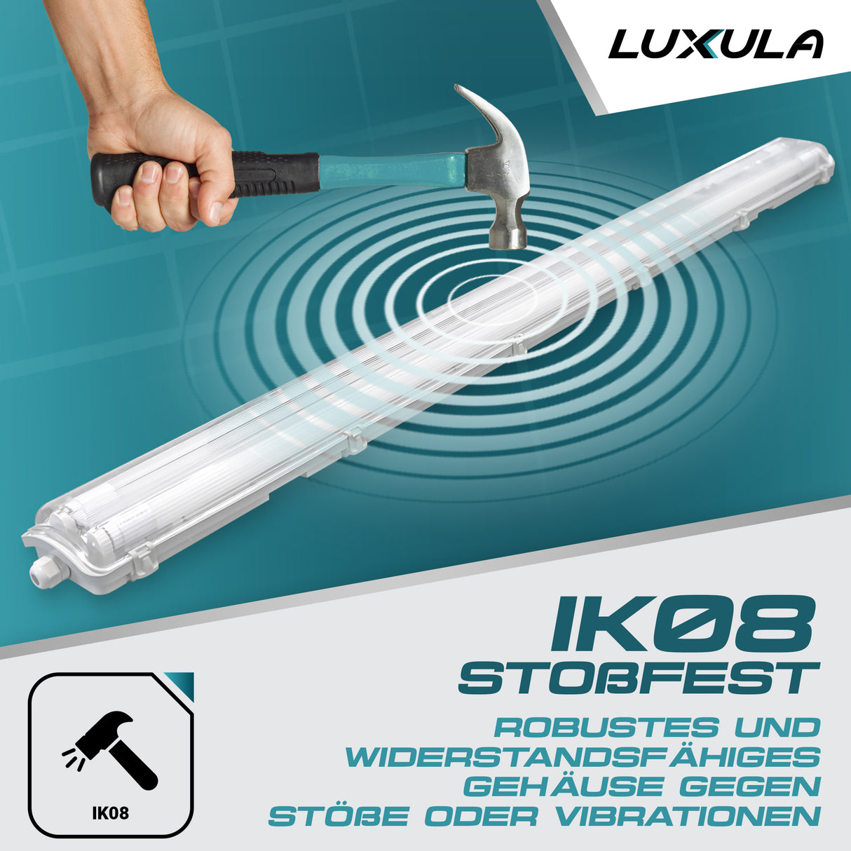 10er Pack LED Wannenleuchte 120cm, inkl 2x18W LED-Röhren T8, 4000K, IP65, IK08.