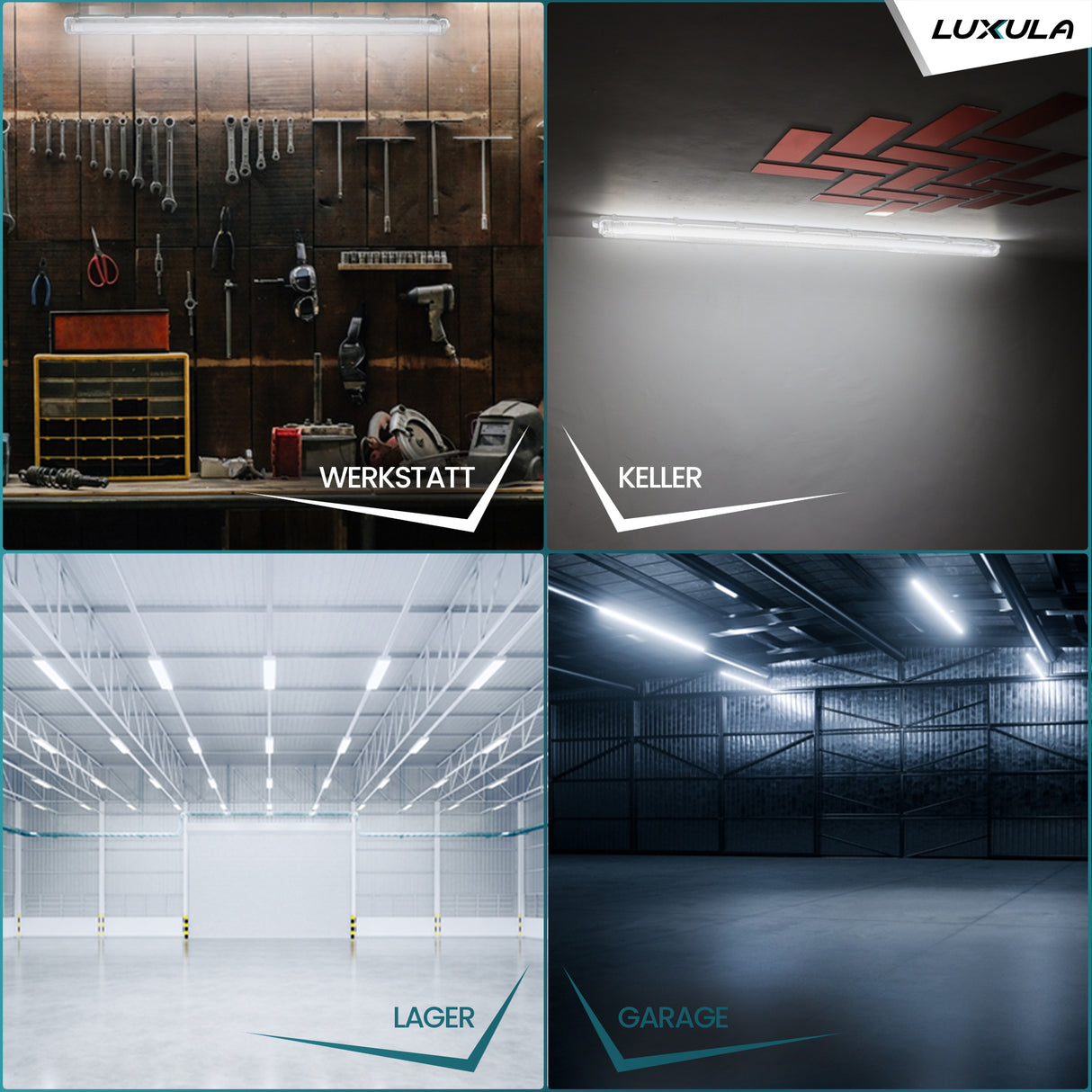 LED Wannenleuchte mit 1x 22W LED-Röhren T8, 150cm, 4000K, IP65, IK08.