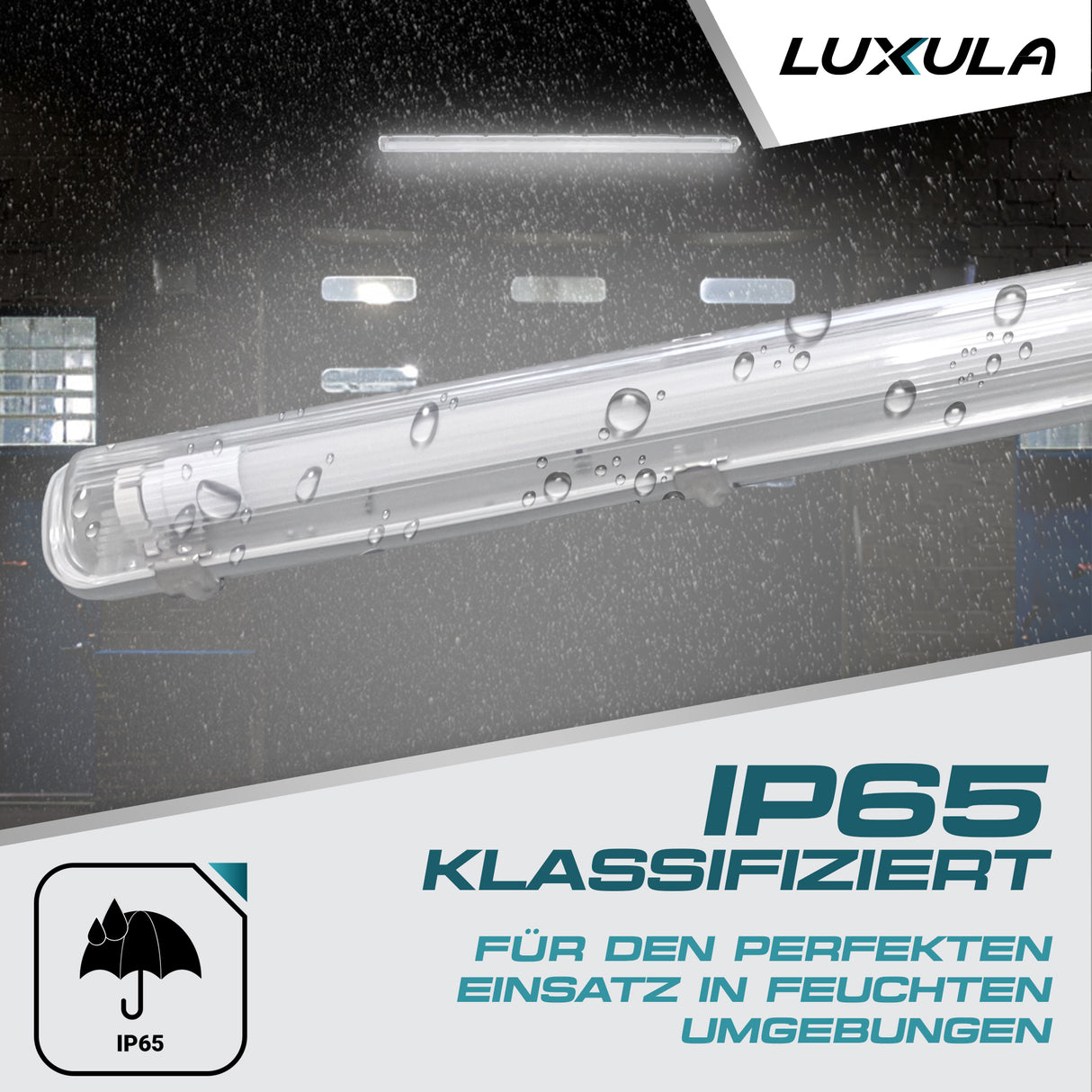 LED Wannenleuchte mit 1x 22W LED-Röhren T8, 150cm, 4000K, IP65, IK08.