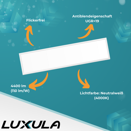 LED Backlit Panel UGR<19, 120x30 cm, 40W, 4400lm, 4000K.