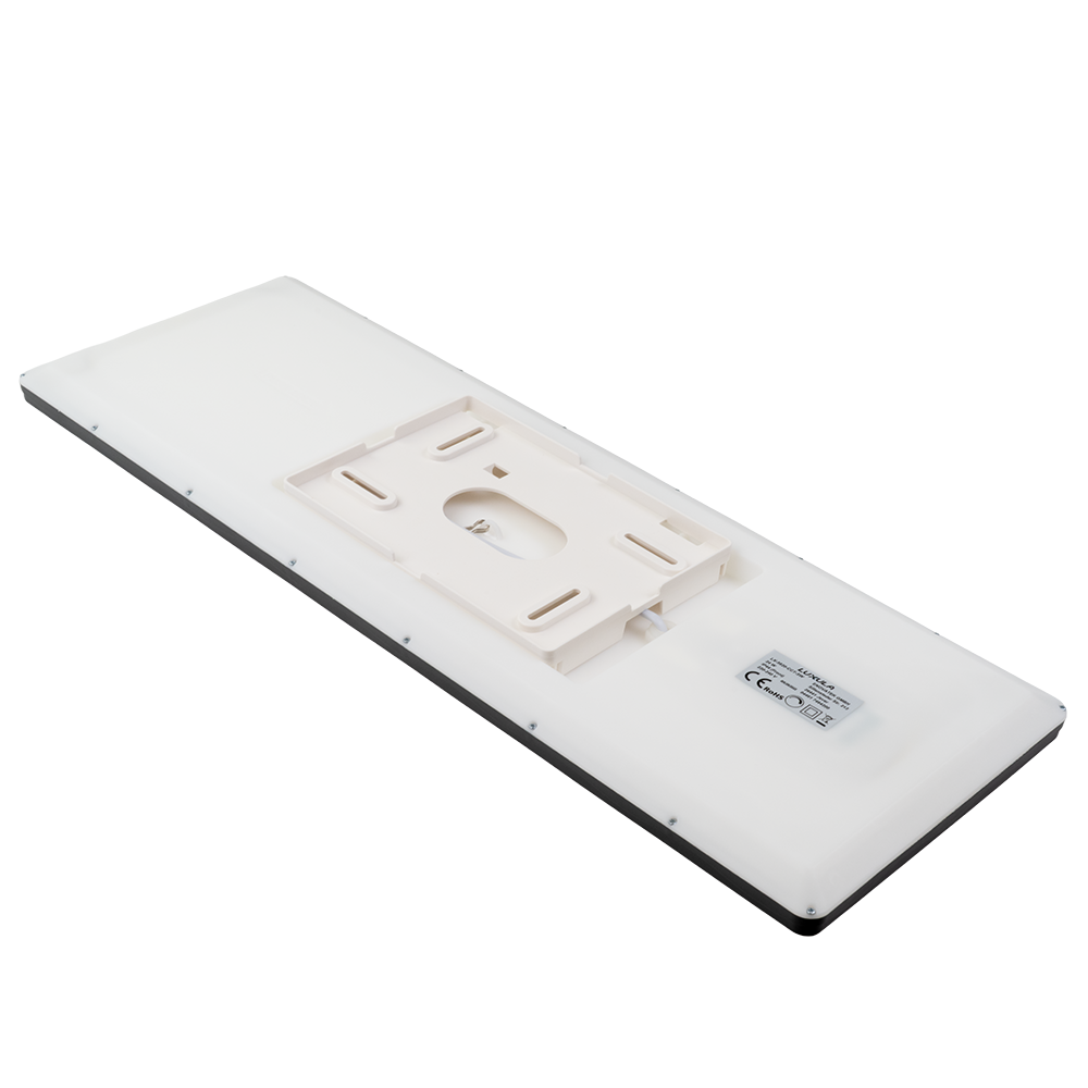 LED-Panel mit Fernbedienung, 58×20 cm, schwarz, 24 W, 2200 lm, IP44 Wassergeschützt, Helligkeit und Lichtfarbe einstellbar