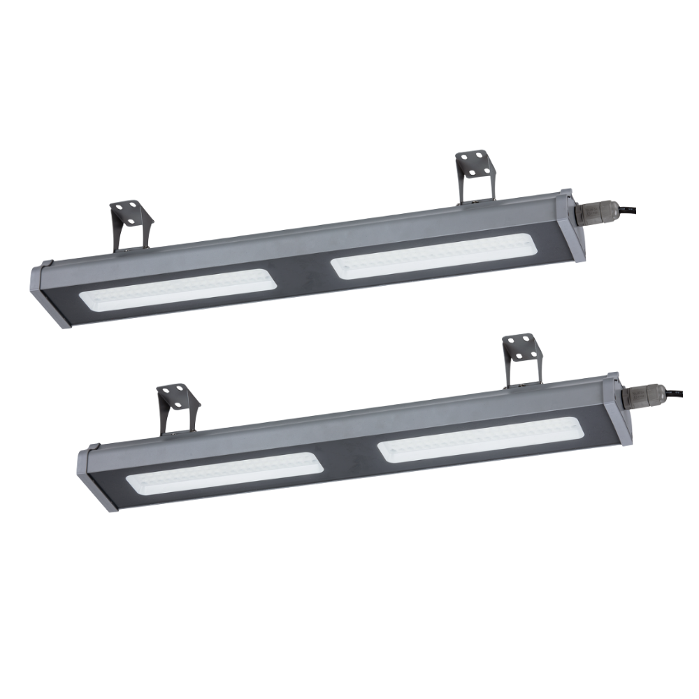 2er Pack LED-Hallenleuchte, linear, 100 W, 12400 lm, 5000 K (neutralweiß), IP65, grau.